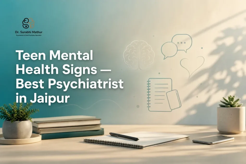 Calming illustrated cover about teen warning signs by the best psychiatrist in jaipur.