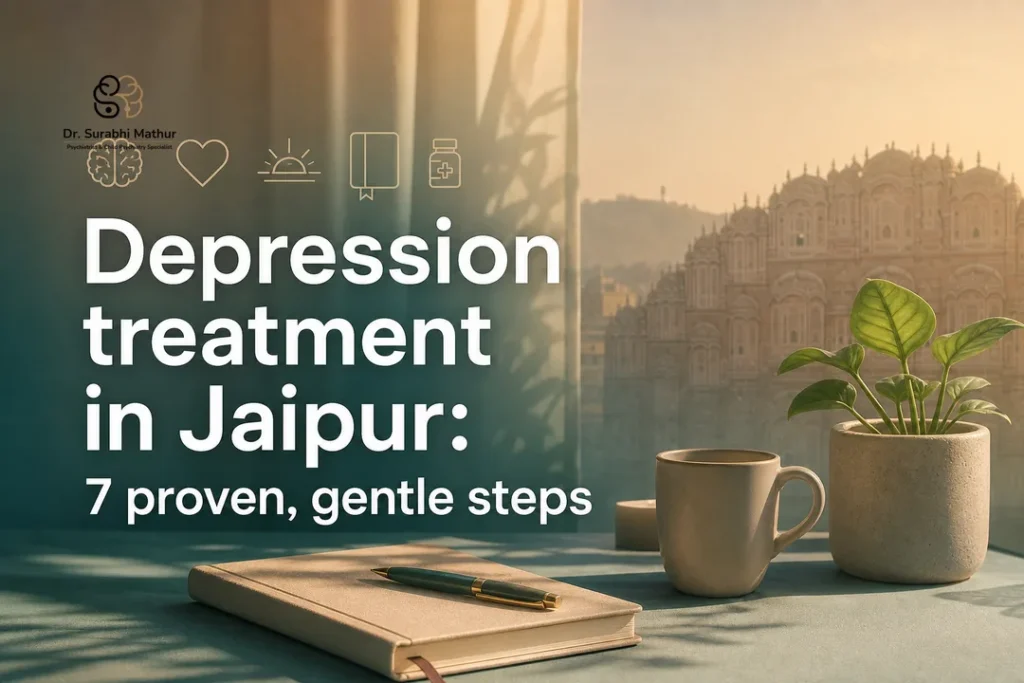 Calming cover showing steps for depression treatment in jaipur